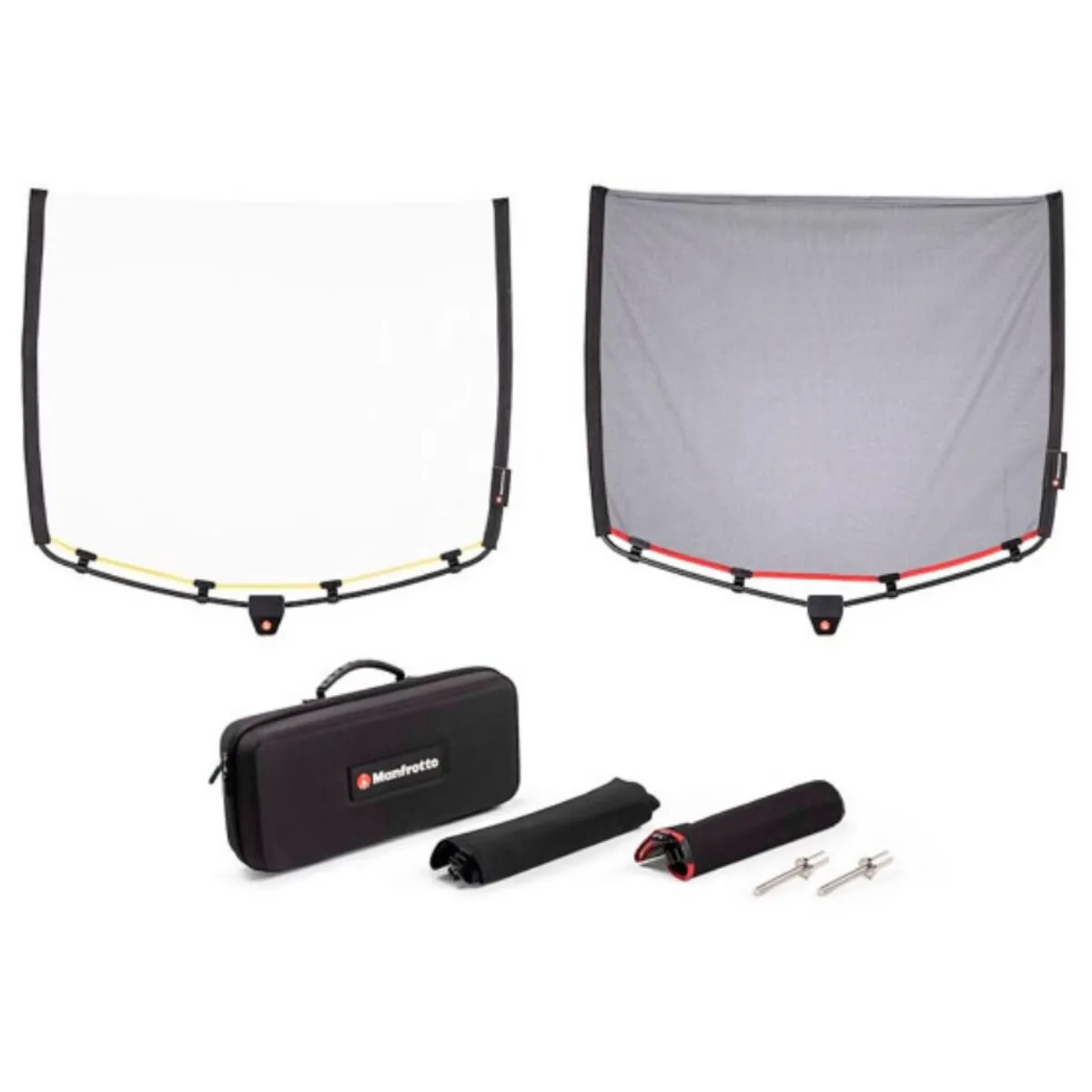 [LOCMANLLLR1911] MANFROTTO Kit 2 drapeaux pliables - Rapid Flag 45 x 60 cm - (Single Scrim, Double Scrim, Artificial Silk, Solid Black)