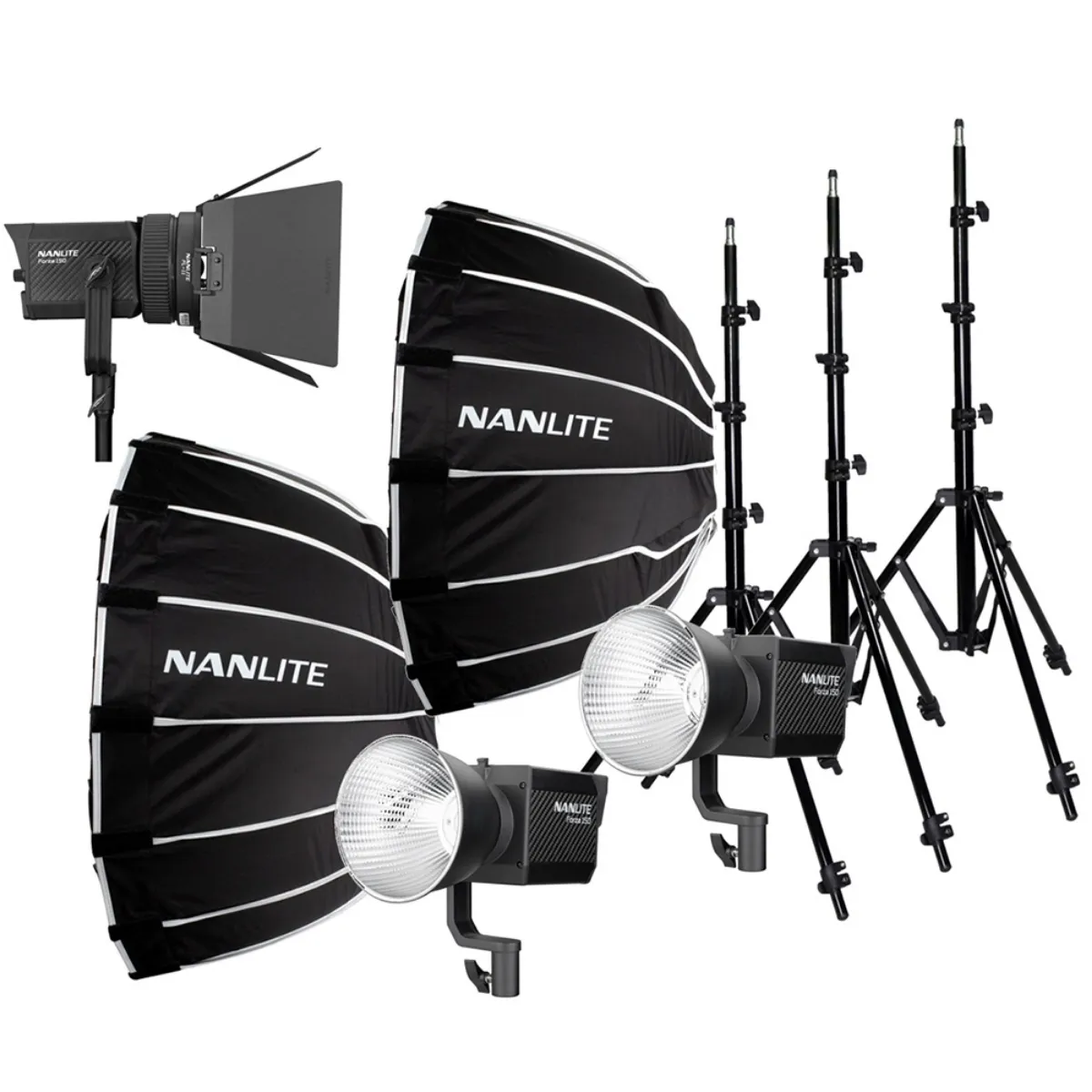 [LOCNANFORZA1503KITPT] NANLITE Kit valise 3x Forza 150 (daylight) avec fresnel & bol